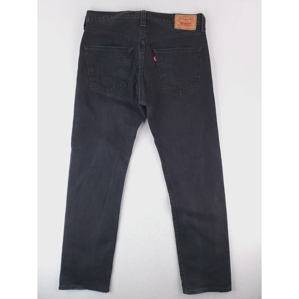 Levis 501 Jeans Mens 34x34 Black Original Straight Button Fly Red Tab Work Pants